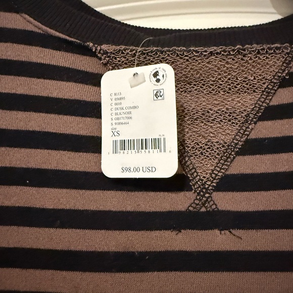 Free People Striped Oversized crewneck Black and Brown - Picture 2 of 2